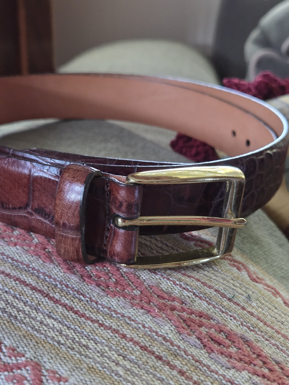 Mens Martin Dingman Alligator Grain Italian Calfskin Leather  Belt 38